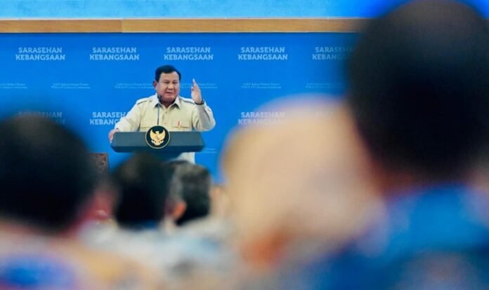 Presiden Prabowo Ketika Memberikan Kata Sambutan Di Sarasehan Kebangsaan Ksti Holopis 1