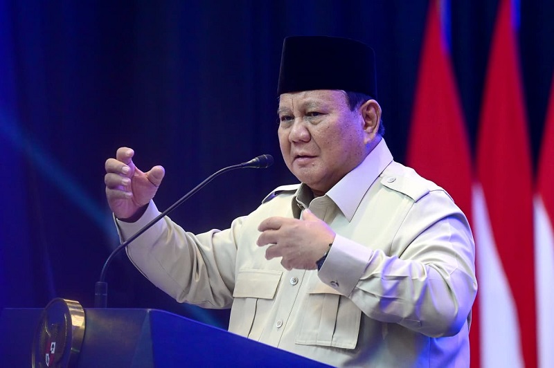 Presiden Prabowo Saat Memberikan Kata Sambutan Di Munas Xviii Hipmi Holopis
