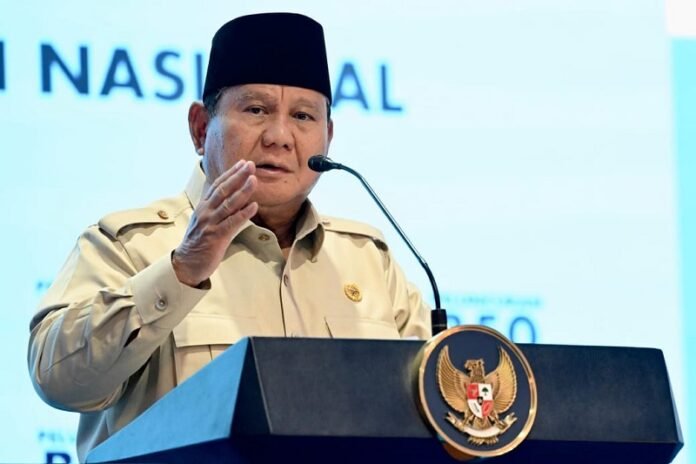 Presiden Prabowo Subianto Saat Memberikan Keterangan Dalam Agenda Peluncuran Biodiesel B50 Holopis