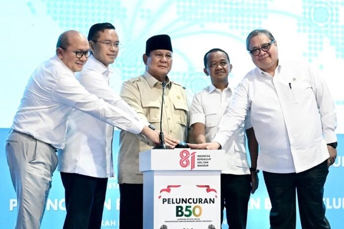 Presiden Prabowo Subianto Saat Peluncuran Biodesel B50 Di Rest Area Km 57 Kabupaten Karawang Provinsi Jawa Barat Holopis