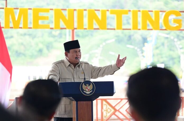 Presiden Prabowo Ketika Memberikan Keterangan Dalam Peresmian Bendungan Di Bendungan Meninting Kabupaten Lombok Barat Provinsi Nusa Tenggara Barat Ntb Holopis 1
