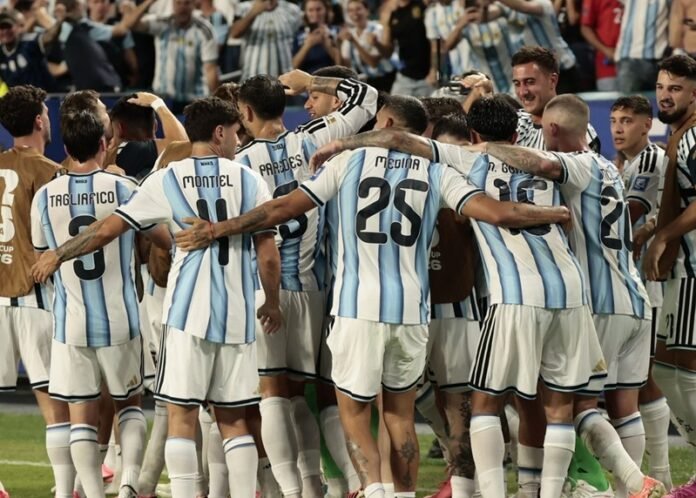 Skuad Timnas Argentina Saat Selebrasi Gol Lawan Cape Verde Di Piala Dunia 2026 Holopis