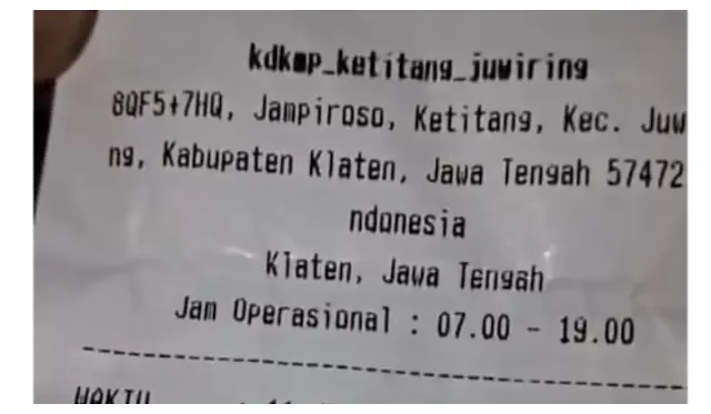Struk belanja di KDMP Holopis