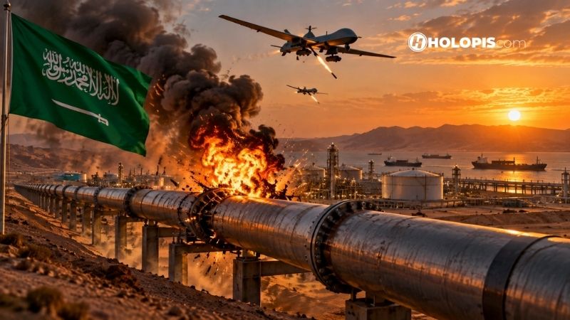 Pipa Utama Arab Saudi Kena Serangan Drone Holopis